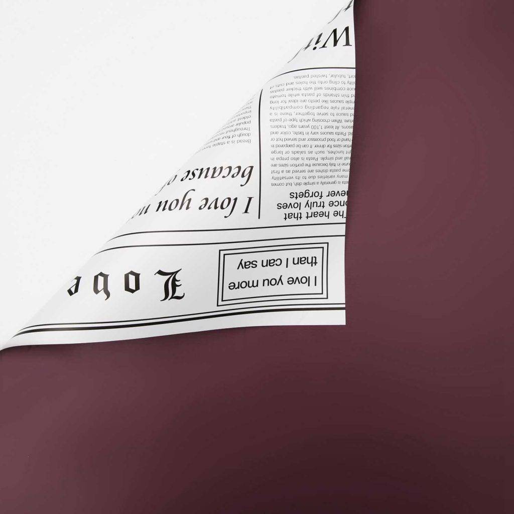 Floral Foil - Newspaper Crimson + White - Sheets 58x58 cm - 20pcs