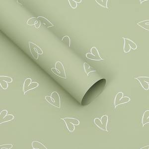 Floral Foil - Hearts Sage Green - Sheets 58x58 cm - 20pcs