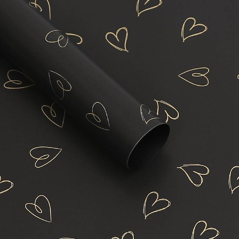 Floral Foil - Hearts Black - Sheets 58x58 cm - 20pcs