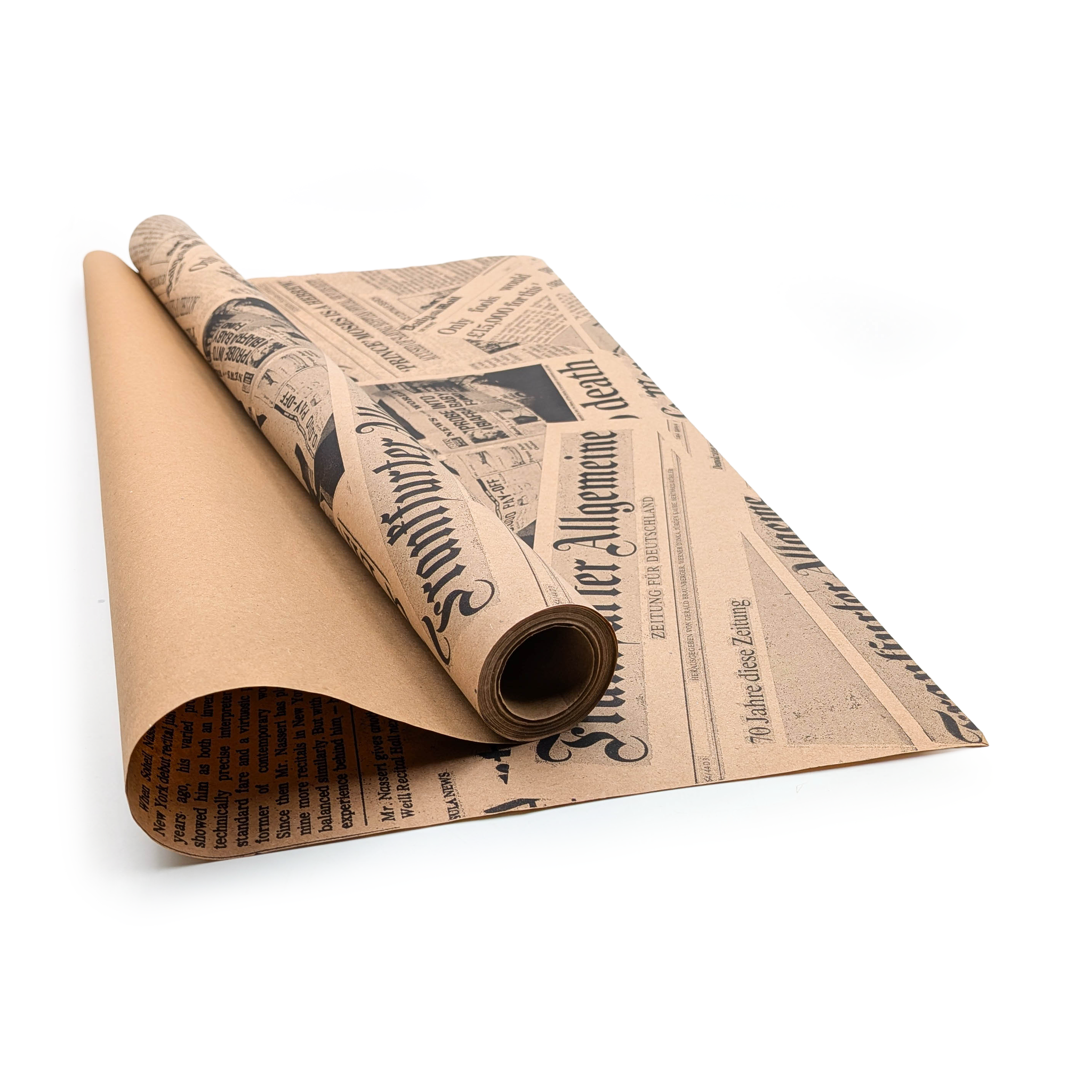 Kraft Paper – Newspaper Print – Black – 60 cm × 10 m