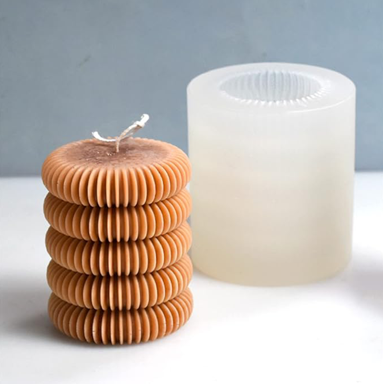 Silicone Mold for Candles - "Stripe" Cylindrical Pillar