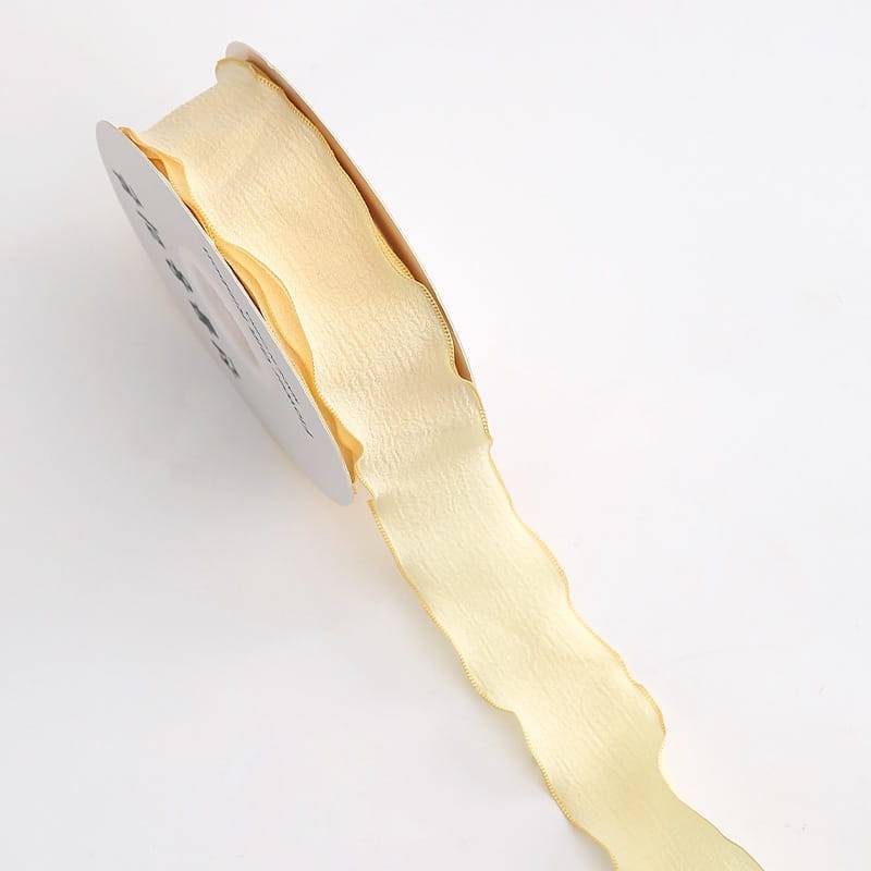 Floristic Ribbon - Yellow beige - Roll 2.5cmx9m