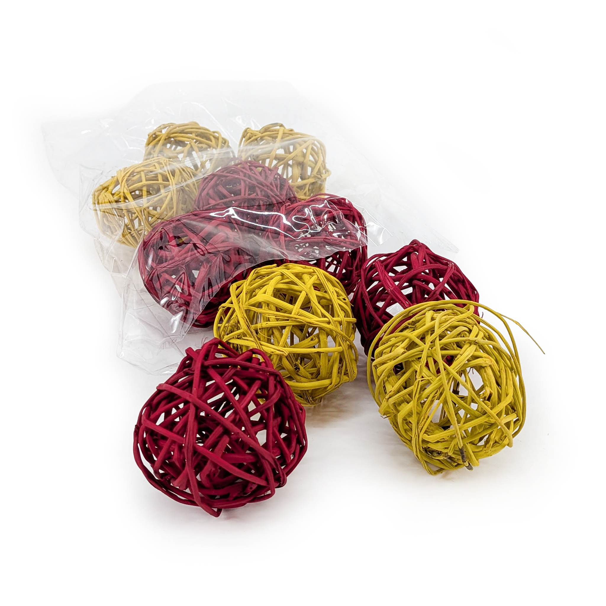 Rattan Balls – Red & Yellow 6 cm – 10 pcs