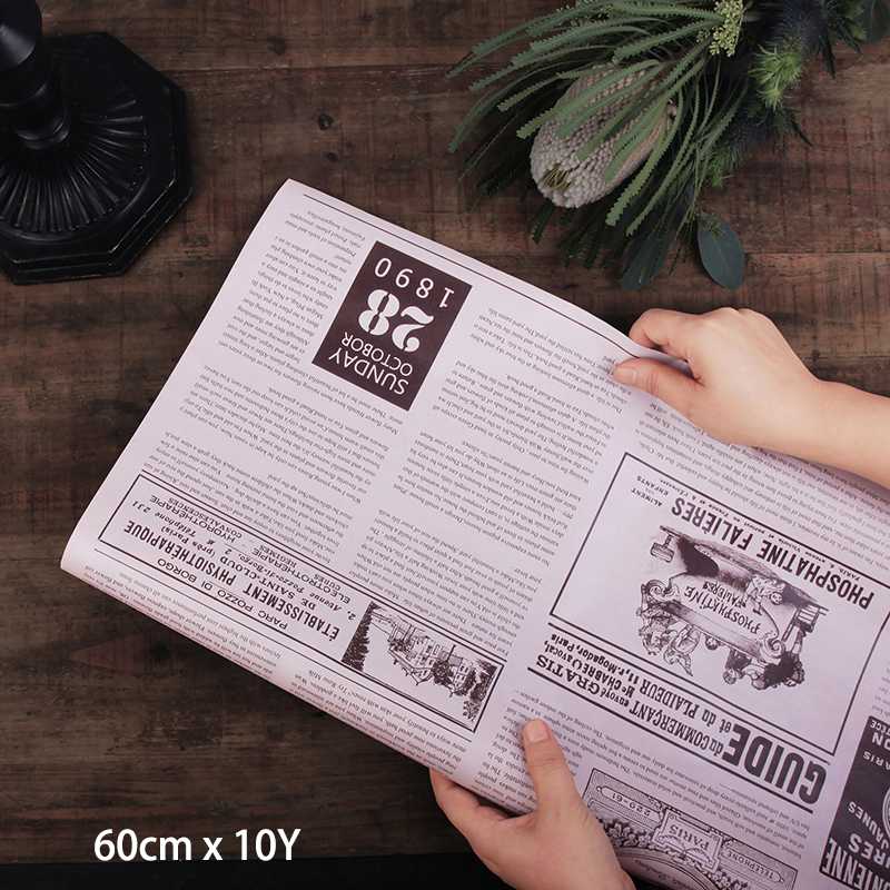 Floral Paper - Pink Newspaper - Roll 60cm x 9m