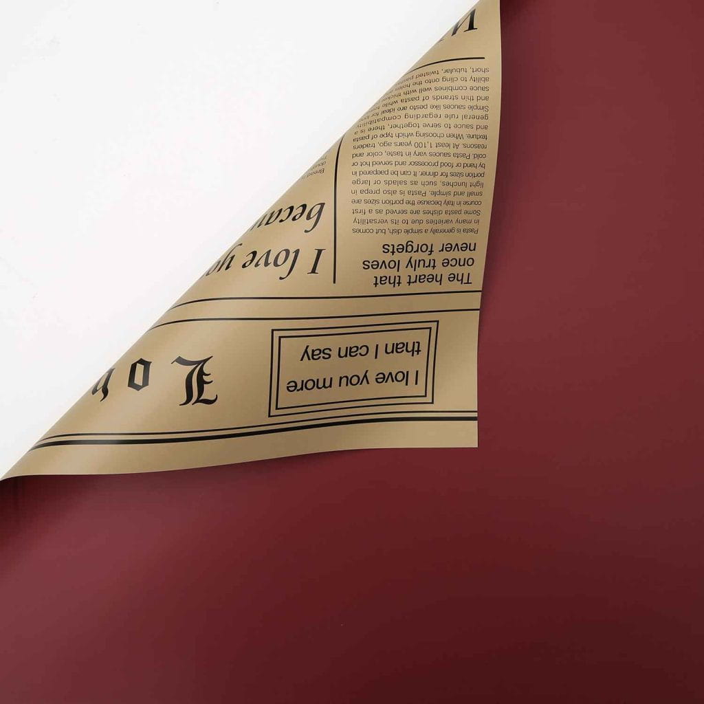 Floral Foil - Newspaper Burgundy + Cream - Sheets 58x58 cm - 20pcs