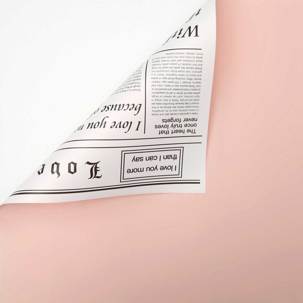 Floral Foil - Newspaper Cool Pink + White - Sheets 58x58 cm - 20pcs