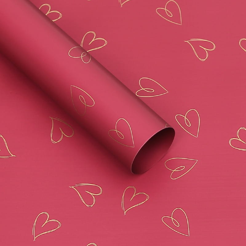 Floral Foil - Hearts Red Wine - Sheets 58x58 cm - 20pcs