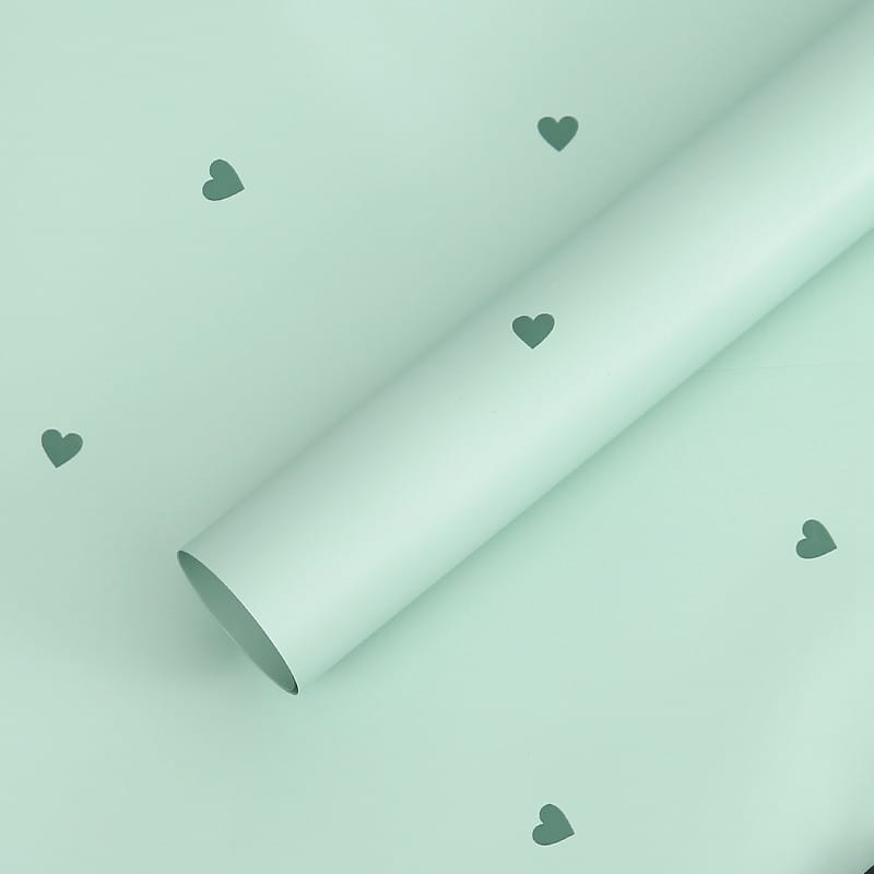 Floral Foil - Hearts Green - Sheets 58x58 cm - 20pcs
