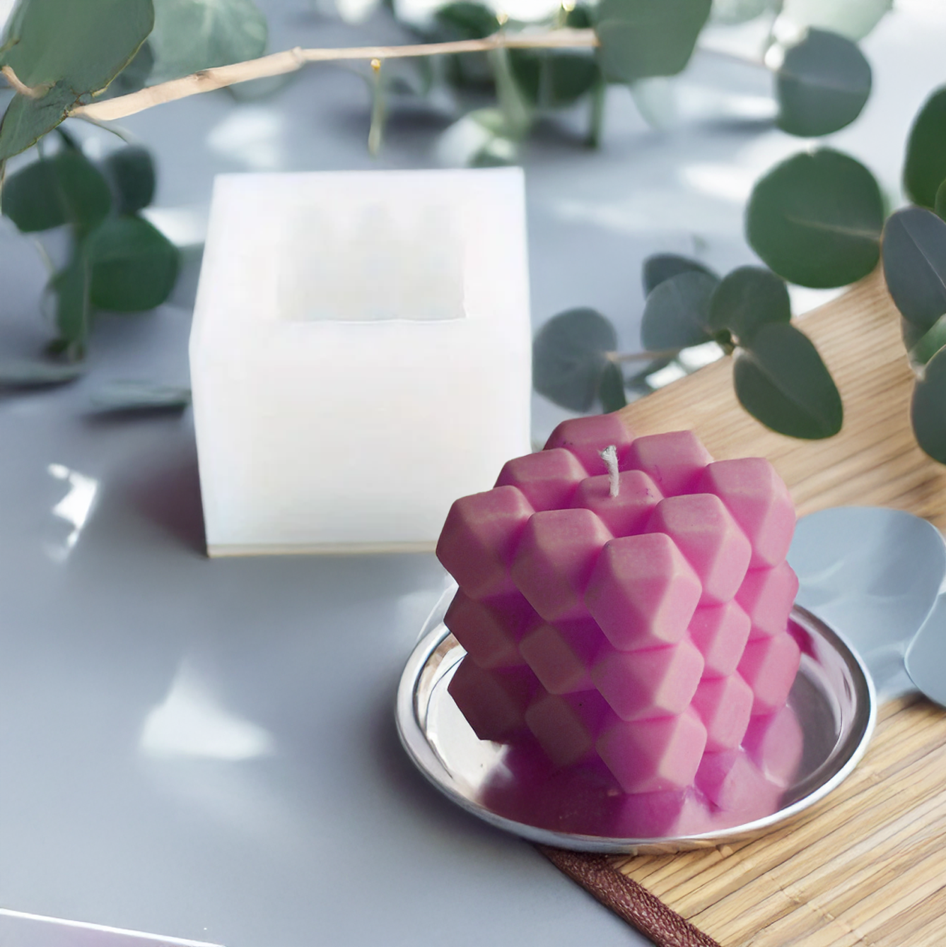 Silicone Mold for Candles - Bubble Diamond Cube