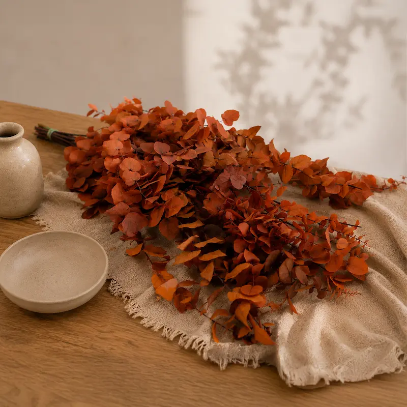Autumn Decorations with Preserved Branches and Leaves